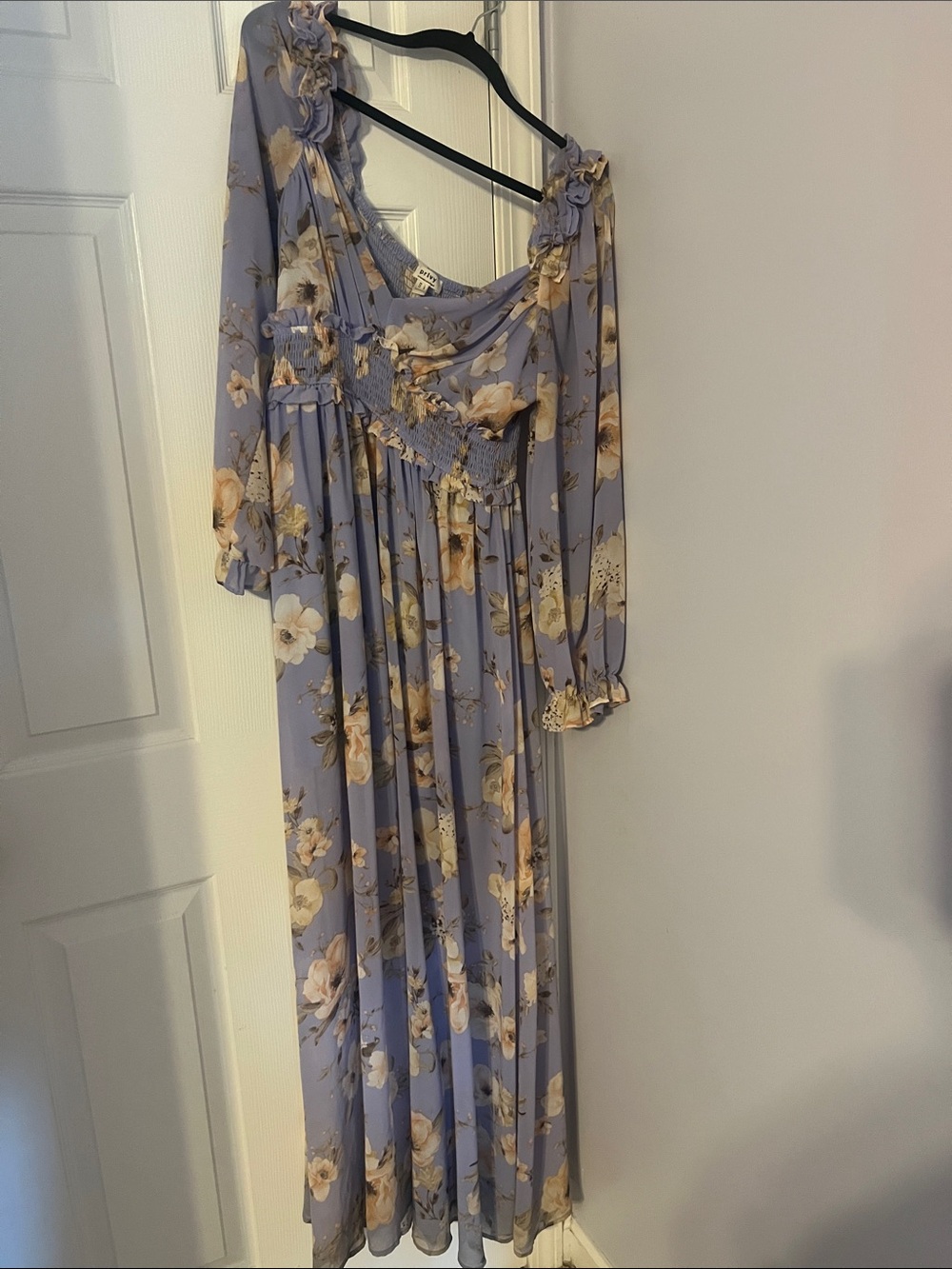 Floral Lavender Maxi Dress with Smocked Waist